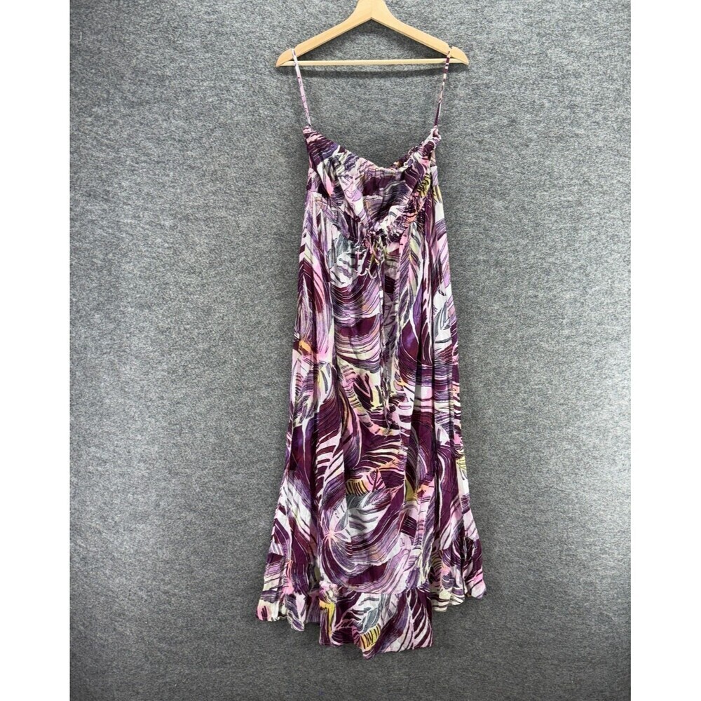 Mlle Gabrielle Dress Women L Large Purple Geometric Shift Midi Sleeveless Casual